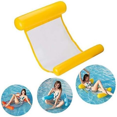 Hamac d'eau Lit Flottant: Bouée Gonflable pour Piscine - Hamac en Filet Flottant Adulte - Flotteur Summer Beach Ultra-léger avec Repose-tête et Repose-Pieds Gonflables13570 CM (jaune)