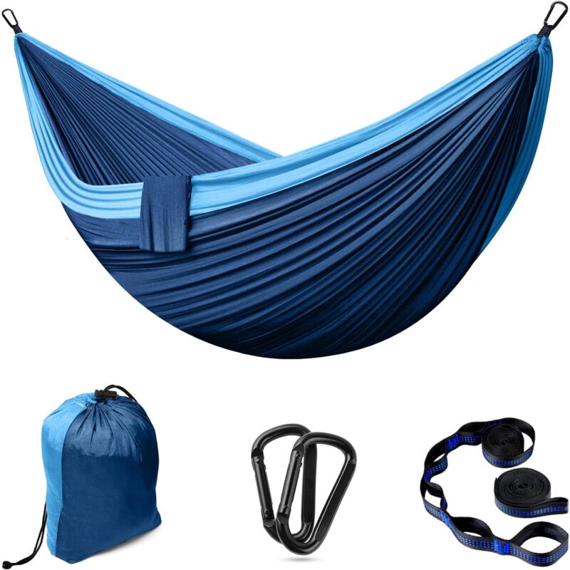 Hamac d'extérieur pour 2 personnes 300 x 200 cm En nylon respirant,bleu