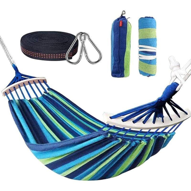 Hamac Double à Barres Capacité de Charge Statique 300 kg 19080 cm, Toile Hamacs Exterieur pour Intérieur, Balcon, Extérieur, Jardin, Voyage, Camping