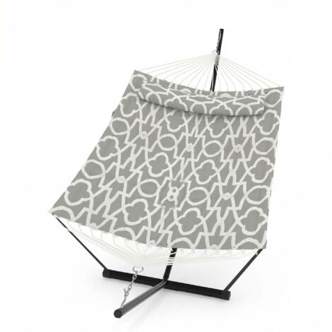 Hamac Double Robuste pour 2 Personnes avec Support Et Coussin - pour Jardin Terrasse Plage Ou Piscine