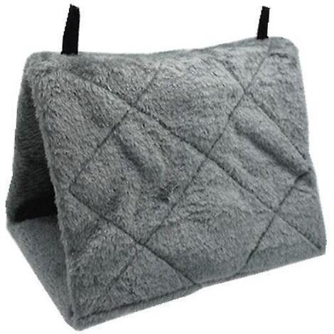Hamac en peluche chaude pour perroquets - Tente suspendue confortable pour cage, lit d'hiver pour oiseaux de compagnie (Gris, 241518cm)