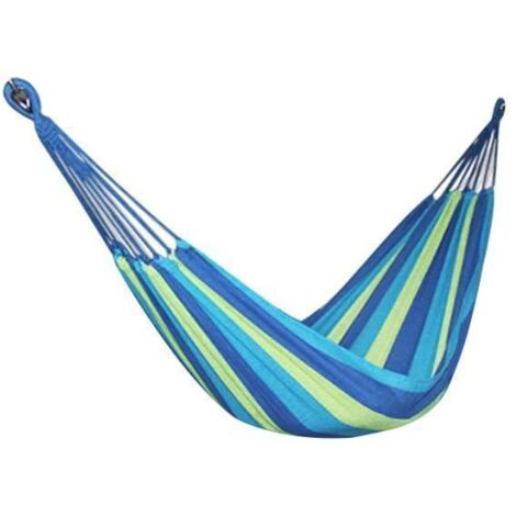 Hamac en toile portable pour extérieur - Bleu - 260 x 80 cm - Fibre naturelle type paille/osier - Étiqueté