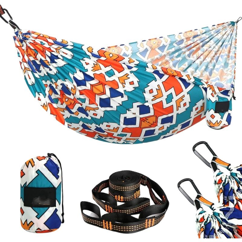 Hamac extérieur Flip Wild Camping Swing double avec motif géométrique imprimé, 270x135cm, couleur