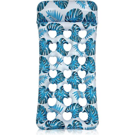 Hamac flottant pour piscine, hamac flottant avec oreiller, lit flottant gonflable 4 en 1, hamac flottant portatif, bleu