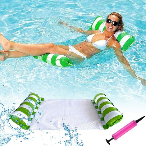 Hamac gonflable, hamac gonflable flottant chaise longue flotteur gonflable piscine hamac d'eau hamac flottant pliant portable chaise longue flottante pour adultes et enfants