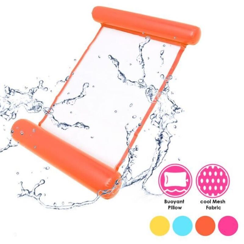 Hamac Gonflable Piscine 4 en 1 Bouée Matelas Gonflable Facile pour Adultes Chaise de Lit Flottant Portable d'eau Orange