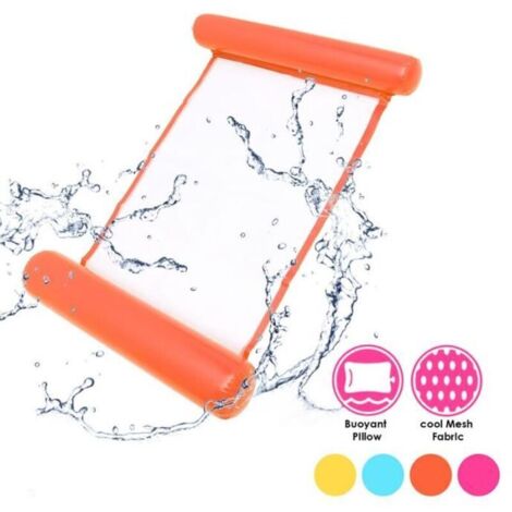Hamac Gonflable Piscine 4 en 1 Bouée Matelas Gonflable Facile pour Adultes Chaise de Lit Flottant Portable d\'eau Orange