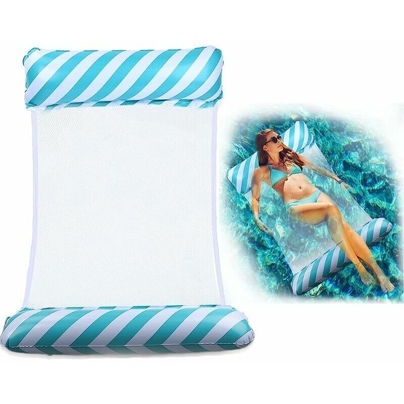 Hamac Gonflable Piscine,Hamac Gonflable à Rayures,Matelas Gonflable Flottant,Pliable Hamac d'eau,Hamac d'eau 4 en 1,Les Meilleurs Cadeaux d'été pour