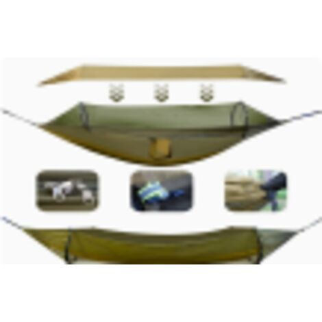 Hamac nouvelle version anti-basculement ouverture rapide, moustiquaire et auvent intégrés, structure stable résistante pour camping extérieur et détente familial.