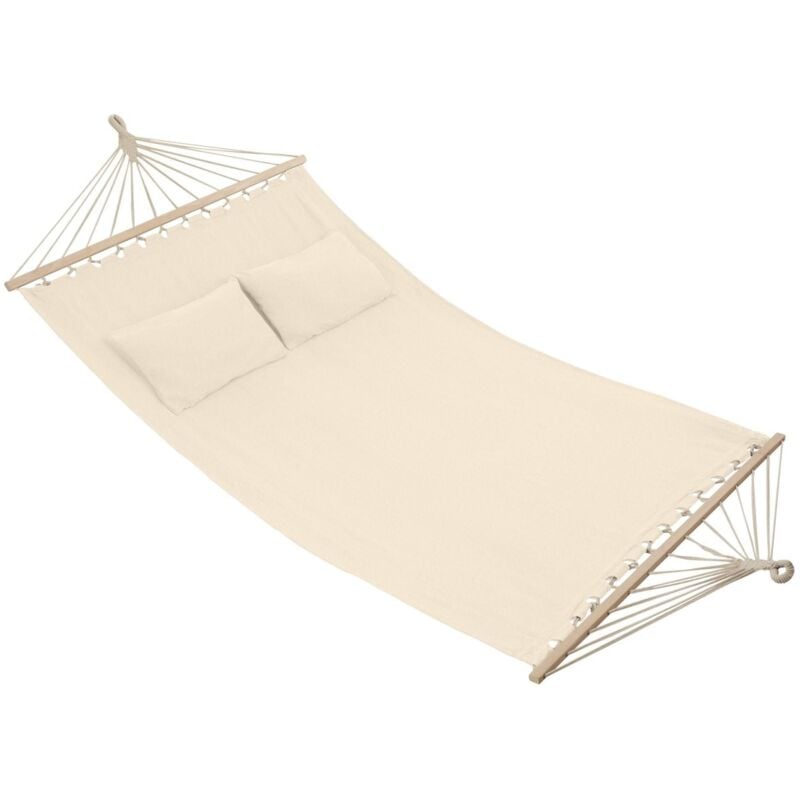 Hamac pour 2 personnes 2 coussins souples inclus 325 x 150 cm beige