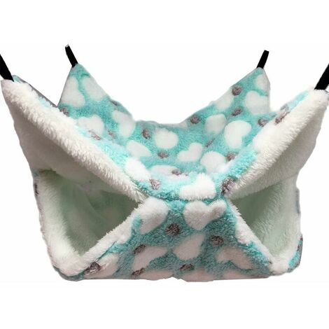Hamac pour cage de petit animal de compagnie, hamac, hamac, cochon d'Inde, literie chaude pour chinchilla, hamaster, écureuils, autres petits animaux, 34 x 34 cm (L x l) (vert)