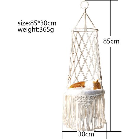 Hamac pour chat Berceau de chat tissé à la main Canapé pour animaux de compagnie Panier suspendu Swing