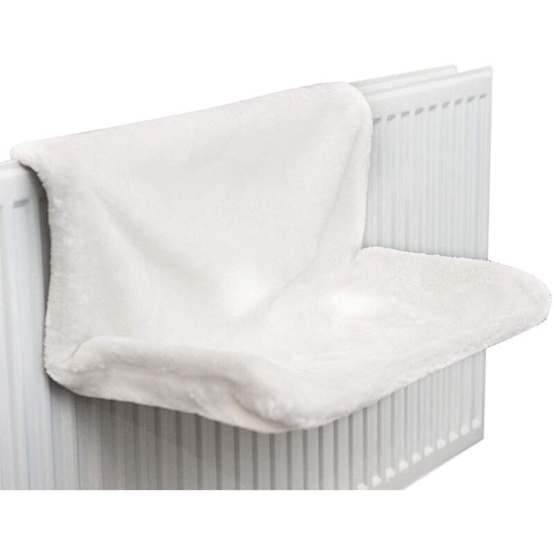 Hamac pour Chat, Confortable Hamac Chat Radiateur, Facile à Nettoyer Blanc Lit Radiateur, Laine d'agneau Lit Suspenduchat Tousradiateurs