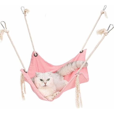 Hamac pour chat - Lit pour animal de compagnie - Panier pour chat - Pour l'extérieur - Hamac pour chien, chaton, chiot, lapin, petit animal - Panier pour chat - Rose