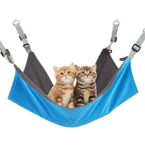 Hamac pour chat ou animal domestique - Suspendu - Réglable sur les deux côtés - Confortable et imperméable - Pour chats de petite taille, chiens, lapins ou autres petits animaux (bleu),