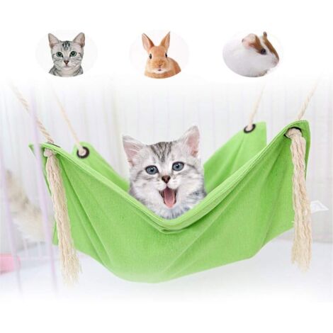 Hamac pour Chat Respirant, Durable Lit Suspendu pour Chat Double Lin en Coton Hamac Suspendu pour Chat Confortable Pas Etouffant Lit Hamac pour Chat/Chaton/Lapin Cat Hammock Jusqu'à 7Kg-Fei Yu
