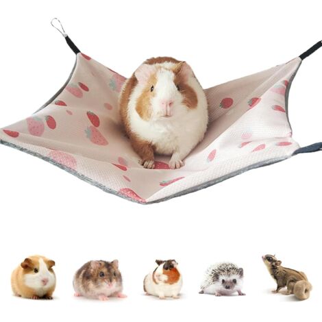 hamac pour cochon d'inde 34 x 34 cm soie glacée double face ajustable cage rongeur lapin hamster chinchilla