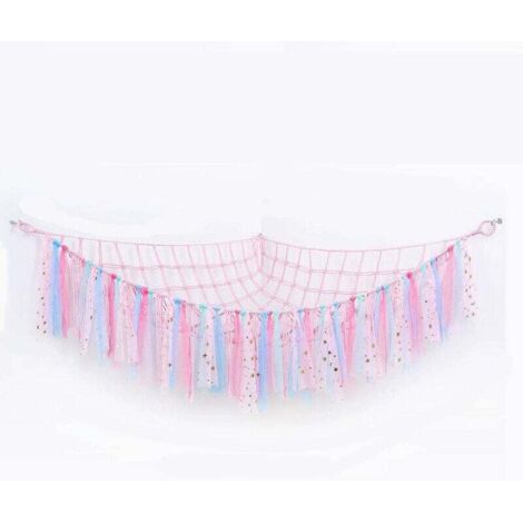 hamac pour jouets - Sac en filet - Rose et bleu - Hamacs - Sac de rangement pour peluches - Sac de rangement pour jouets, hamacs et accessoires - Corde en coton tressée - 100 x 100 x 150 cm (Jouets no
