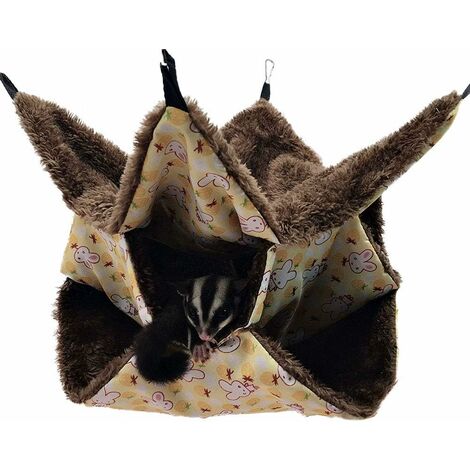 Hamac pour petit animal de compagnie, hamac à sucre triple lit hamac pour rat, cochon d'Inde, accessoires de literie confortable furet tunnel pour petits animaux