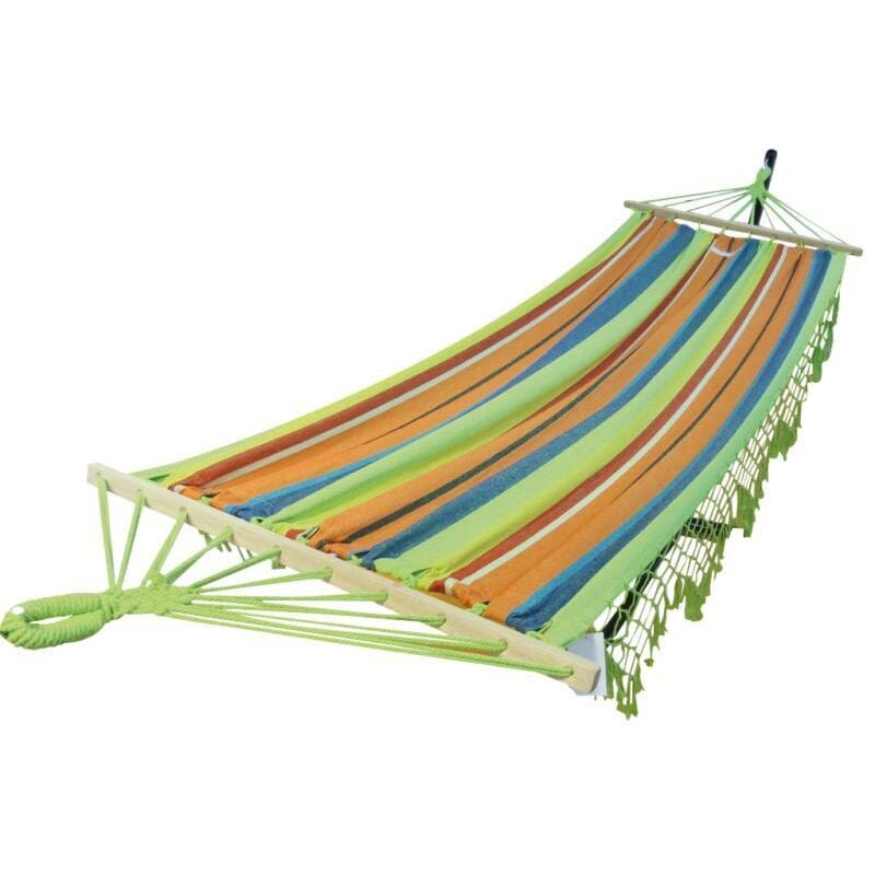 Hamac à barres rayé multicolore avec franges
