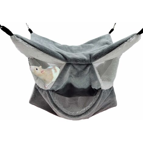 Hamac Rongeur Hamster Lit Suspendu Couchage Furet Nid Confortable avec 3 Couches de Labyrinthe Géométrique pour Petits Animaux Rat Hamster Écureuil pour Jouer et Dormir, Gris