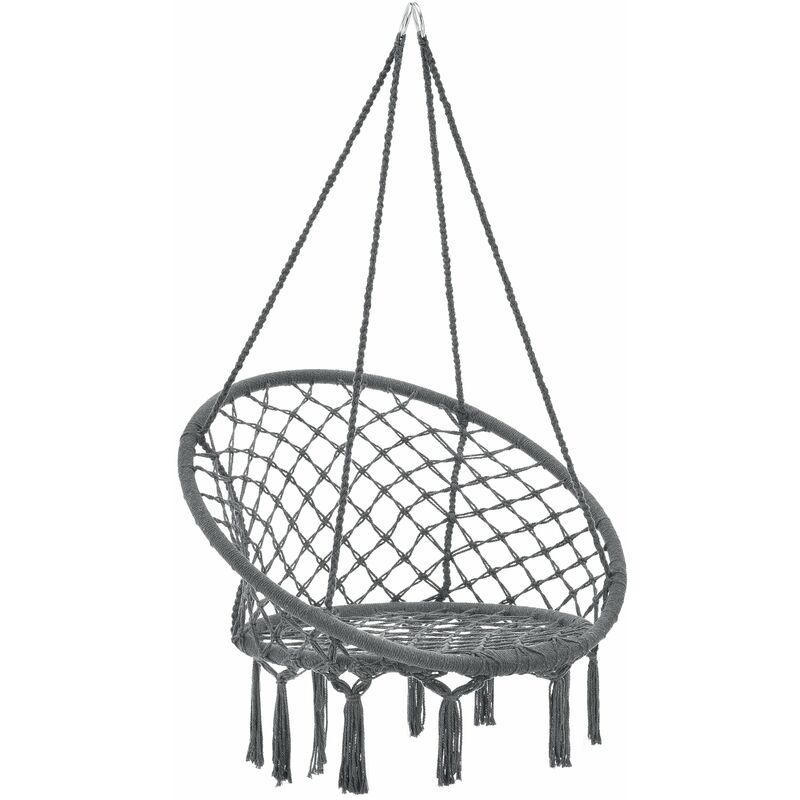Hamac siège rond chaise suspendue diamètre d'assise 60 cm gris foncé - Gris