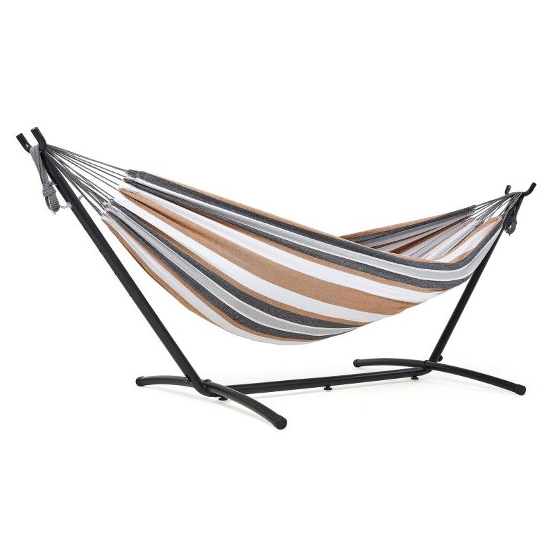 Hamac sur pied avec support double extérieur avec sac de transport portable pour balcons terrasses rouge Marron Mondeer