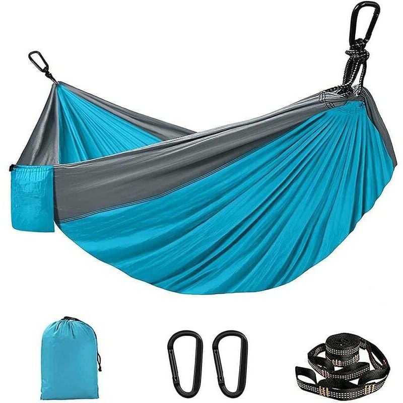Hamac Suspendu 280x180 cm, Simple ou Double Hamac Camping Jardin avec Sac Portable, Capacité de Charge Maximale de 300kg, pour Jardin, Plage,