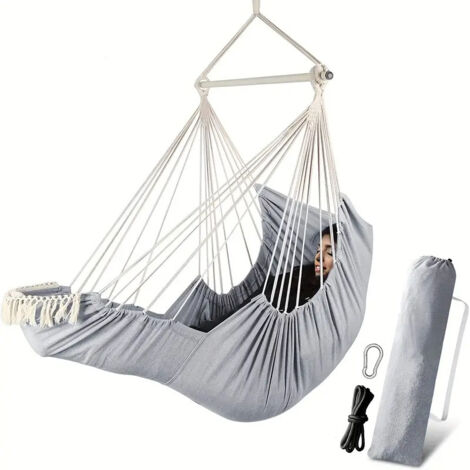 Hamac suspendu de jardin portable, chaise suspendue en toile, hamac de camping suspendu, robuste et durable, gris