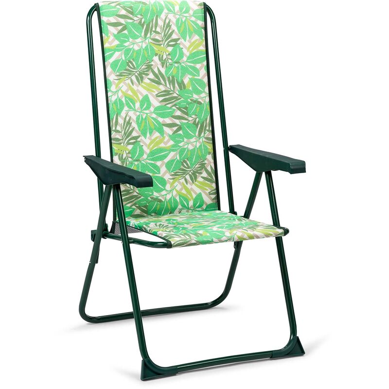 Solenny - Chaise de Jardin Pliante Réglable 5 Positions Dossier Haut Rembourrage 2 cm 62x60x105 cm