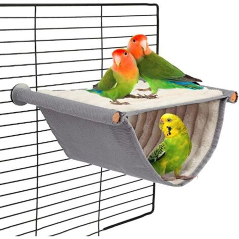 Hamaca calefactable para pájaros, nido para loros y hámsteres, hamaca para pájaros, accesorios para jaulas de loros, juego lavable, gris (S)
