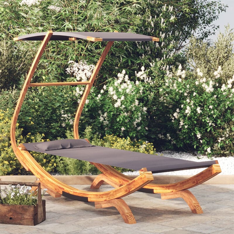 

Happyshopping - Hamaca con dosel madera de abeto gris antracita 100x198x150 cm