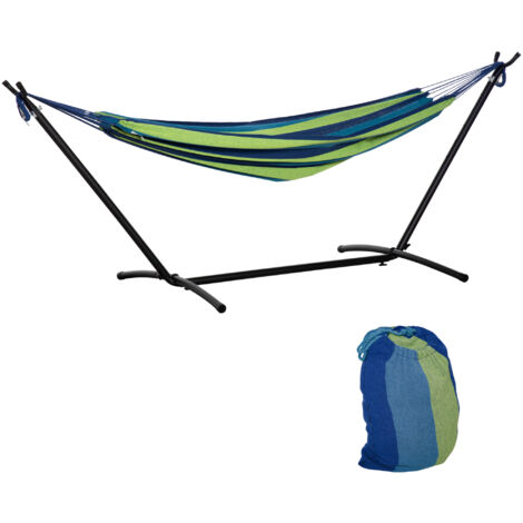 Hamaca con Soporte 310x117 cm Hamaca de Camping con Bolsa de Transporte Portátil Altura Ajustable Carga 120 kg para Patio Terraza
