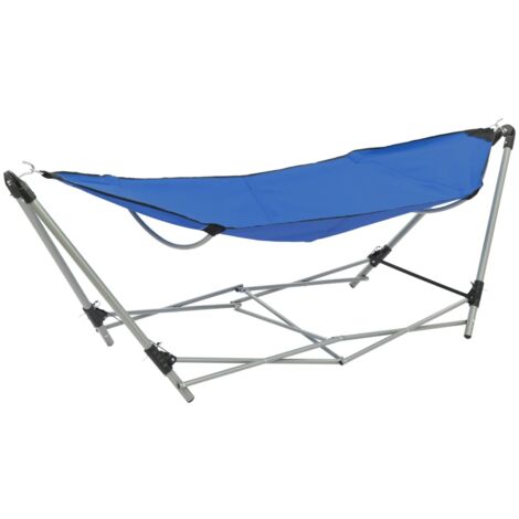 Hamaca con soporte plegable azul