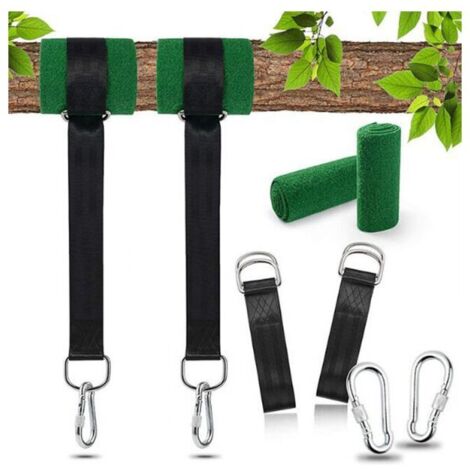 Hamaca de 1,50 m x 2 m, fijación para hamaca, juego de correas para colgar ajustables, con anilla en D – mosquetón de alta gama – carga máxima 500 kg,