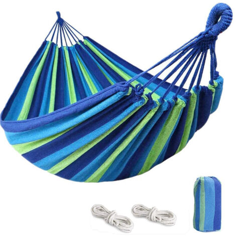 Hamaca de camping, hamaca para exteriores de 260 x 150 cm, capacidad de carga máxima de 600 kg para viajes, jardín y playa.