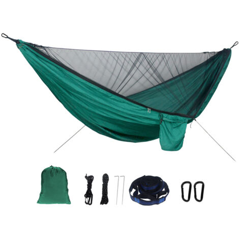 Hamaca de exterior con mosquitera, capacidad de carga de 300 kg, fácil de montar, hamaca portátil para acampar y hacer picnics al aire libre.
