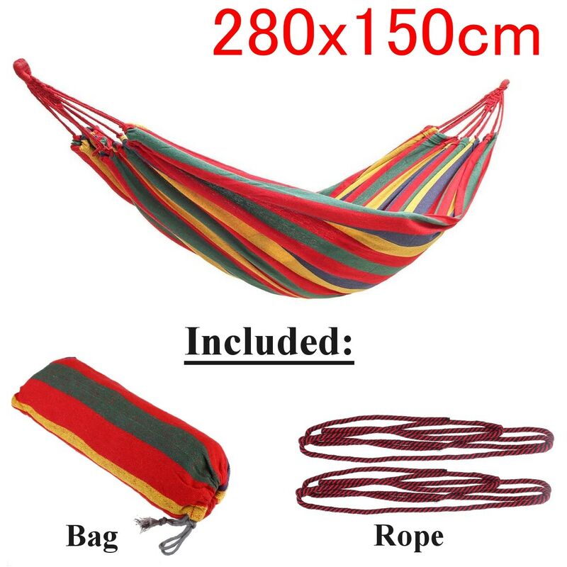 

Hamaca de lona portátil para jardín al aire libre, silla colgante de viaje para acampar, cama colgante (rojo, hamaca tipo B (280x150cm))