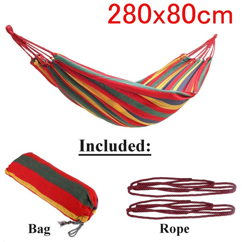 

Hamaca de lona portátil para jardín al aire libre, viaje, camping, columpio, silla colgante, cama (rojo, hamaca tipo B (280x80cm))