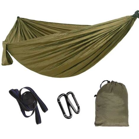 Hamaca doble portátil para acampar y viajar con correas para árboles (300 x 200 cm)