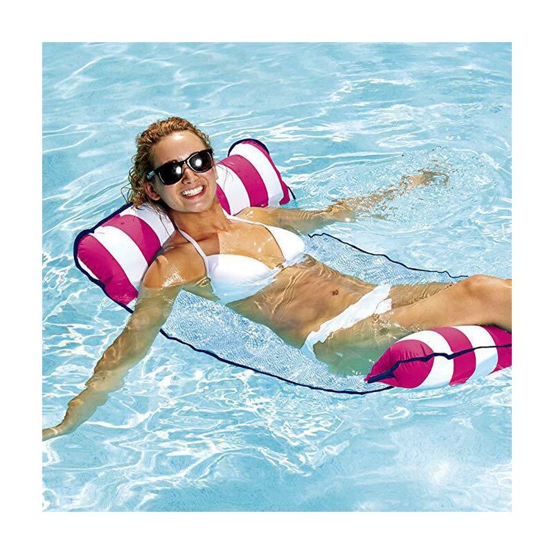 

Hamaca flotante, hamaca inflable para piscina, sillón flotante, hamaca flotante plegable multifuncional para playa flotante para adultos (rosa) 132 *