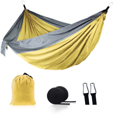 Hamaca grande de nailon LIFCAUSAL para interiores y exteriores, ideal para acampar, la playa y hacer senderismo. Fabricada con tejido 210T duradero y suspensión reforzada.