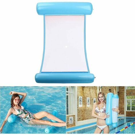 SOLEIL Hamaca inflable para piscina, hamaca inflable, colchón inflable flotante, hamaca de agua plegable, hamaca de agua 4 en 1, los mejores regalos de verano para adultos y niños (azul claro)
