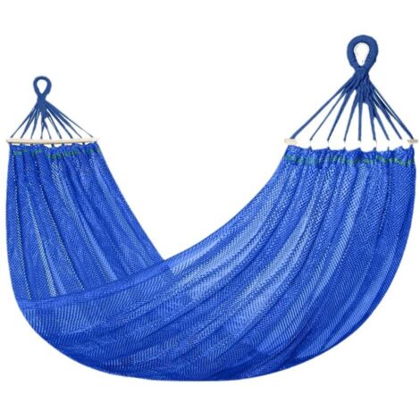 Hamaca ligera y fresca para camping y jardín, uso interior/exterior, patio, siestas, 220 x 150 cm, capacidad de carga de 250 kg, azul