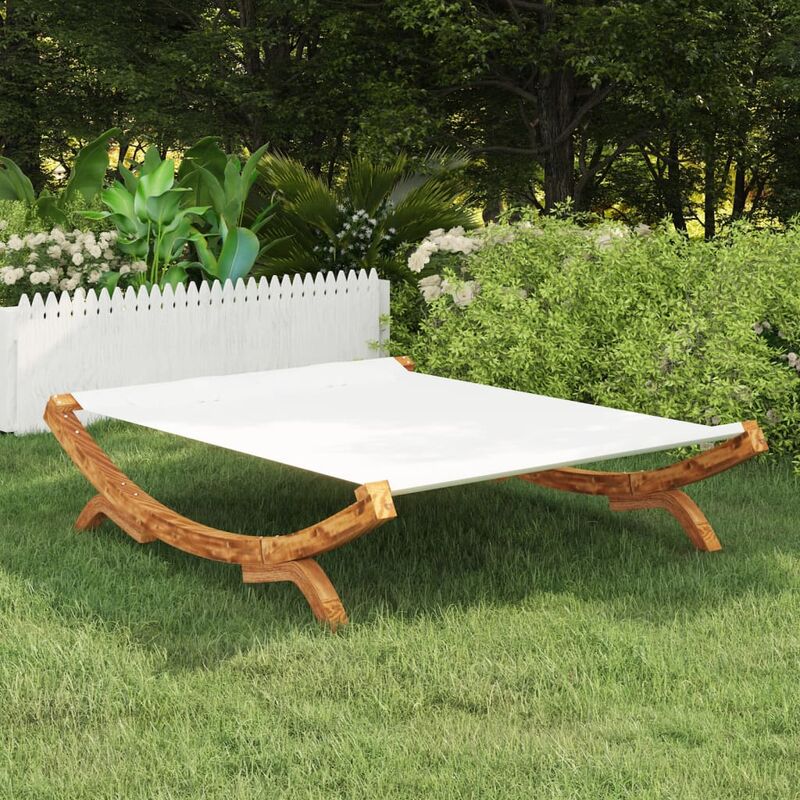 

Hamaca madera maciza curvada crema 165x188,5x46 cm