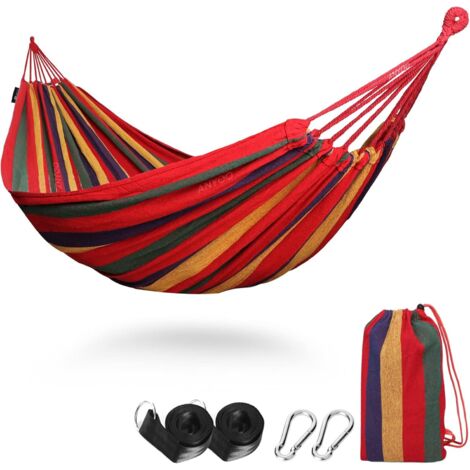 Hamaca para acampar al aire libre MINKUROW, hamaca de lona portátil para exteriores, liviana con bolsa de transporte para la playa y el senderismo en la playa