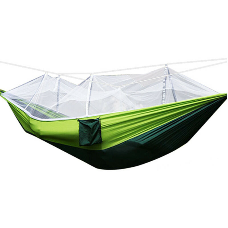 

Mohoo - Hamaca para acampar de 260 * 140 CM con mosquitera doble Portátil para acampar al aire libre de 300 kg (verde claro, con mosquitera verde)