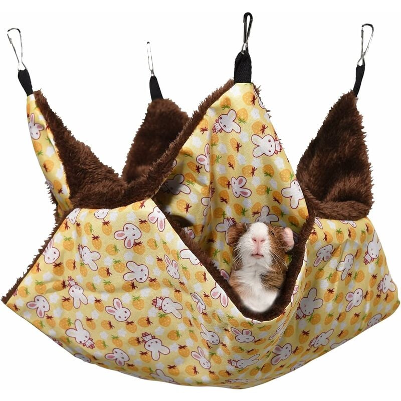 

Hamaca para animales pequeños, hamaca para animales de 2 capas, cama colgante para dormir, 4 ganchos de metal, hamaca para mascotas para chinchillas,