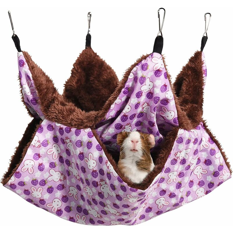 

Hamaca para animales pequeños, hamaca para animales de 2 capas, cama colgante para dormir, 4 ganchos de metal, hamaca para mascotas para chinchillas,
