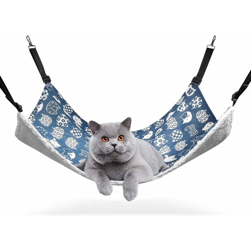 

Hamaca para gatos con correas ajustables y gancho de metal, cama hamaca estable de doble cara para gatos, mascotas y otros animales pequeños